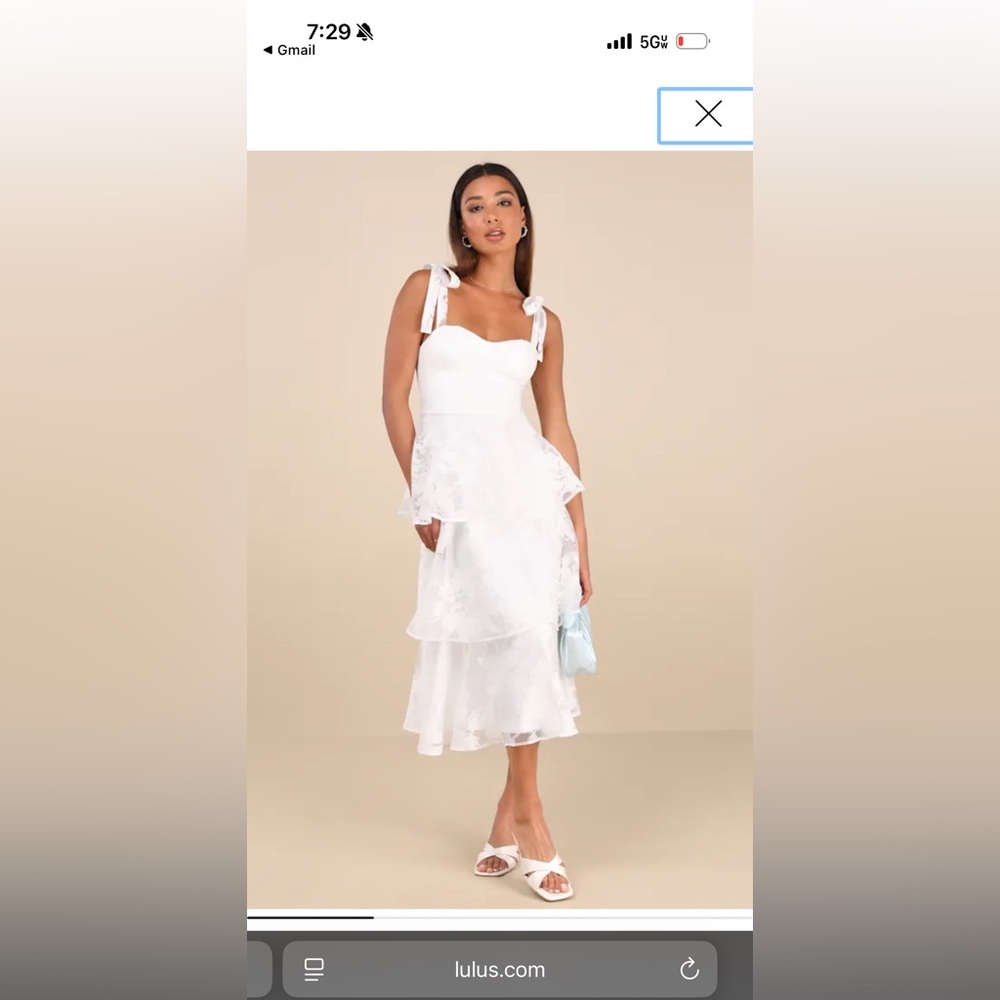Lulu's White Layered Midi Dress